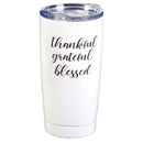 Dicksons White 20 ounces Stainless Steel Travel Tumbler Mug with Lid, Thankful Grateful Blessed