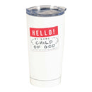 Dicksons Classic White 20 Ounce Stainless Steel Travel Tumbler Mug with Lid, Hello My Name Is