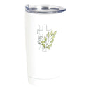 Dicksons White and Green 20 ounce Stainless Steel Travel Tumbler Mug with Lid, Pray Cross