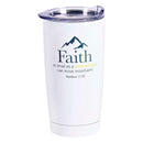 Dicksons Faith As A Mustard Seed Classic White 20 Ounces Stainless Steel Travel Tumbler Mug with Lid, Faith As A Mustard Seed