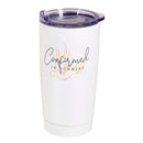 Dicksons Confirmed In Christ Strengthen My Life In Christ White 20 Ounce 18/8 Stainless Steel Travel Mug Tumbler With Screw On Sliding Lid