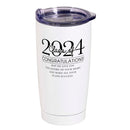 Dicksons Class of 2024 Congrats Graduate May He Give You The Desires Of Your Heart White 20 Ounce 18/8 Stainless Steel Travel Mug Tumbler With Screw On Sliding Lid