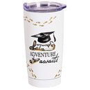 Dicksons Grad Adventure Awaits - Jeremiah 29:11 Philippians 4:13-20 Ounce White Stainless Steel Insulated Travel Mug with Lid