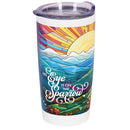 Dicksons, Classic Hymns, Inspirational Christian, 20 Ounce, Hot or Iced Bevearage, 8/18 Stainless Steel, Travel Mug Tumbler with Clear Lid, His Eye Is On The Sparrow