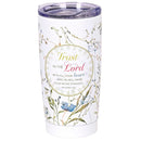 Dicksons Inspirational Christian Travel Tumbler Cup, Hot or Iced Beverage, 20 Ounce Stainless Steel With Sliding Lid Floral Trust in the Lord