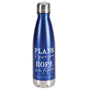 Dicksons Plans To Give You Hope Blue and Silver Tone 17 Ounces Stainless Steel Screw Top Lid Sports Water Bottle