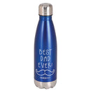 Dicksons Mustache, Best Dad Ever, Jeremiah 17:7, Blue/White 17 Ounce Stainless Steel Travel Sports Drink Bottle