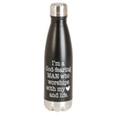 Dicksons God Fearing Man Worship Black 17 ounce Stainless Steel Screw Top Lid Sports Water Bottle