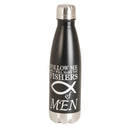 Dicksons Follow Me Fishers of Men Black 17 ounce Stainless Steel Screw Top Lid Sports Water Bottle