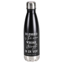 Dicksons Blessed Is The Man Black and Silver Tone 17 Ounces Stainless Steel Screw Top Lid Sports Water Bottle