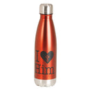 Dicksons I Love Him Red 17 ounce Stainless Steel Screw Top Lid Sports Water Bottle