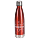 Dicksons She Is Clothed With Strength Red and Silver Tone 17 Ounces Stainless Steel Screw Top Lid Sports Water Bottle