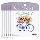 Dicksons Inspirational Christian Adhesive Sticker Decal for Laptops, Journals, Bibles 3.75 x 4.75 Inch Vinyl Floral Bike Trust in The Lord Pack of 6