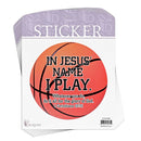Basketball - in Jesus Name I Play - 1 Corinthians 10:31-5.25 Inch Orange and Black Vinyl Decorative Sticker Decal; Pack of 6