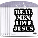 Dicksons Inspirational Christian Adhesive Sticker Decal for Laptops, Journals, Bibles 3.75 x 4.75 Inch Vinyl Real Men Love Jesus Pack of 6