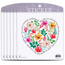 Dicksons Inspirational Christian Adhesive Sticker Decal for Laptops, Journals, Bibles 3.75 x 4.75 Inch Vinyl Floral Heart for God So Loved Pack of 6