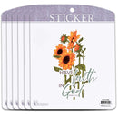 Dicksons Inspirational Christian Adhesive Sticker Decal for Laptops, Journals, Bibles 3.75 x 4.75 Inch Vinyl Sunflower Have Faith in God Pack of 6