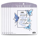 Dicksons Inspirational Christian Adhesive Sticker Decal for Laptops, Journals, Bibles 3.75 x 4.75 Inch Vinyl Butterfly Serenity Prayer Pack of 6