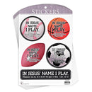 Sports Ball Assortment - in Jesus Name I Play - 1 Corinthians 10:31 - Vinyl Decorative Sticker Decal; Pack of 6