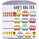 Dicksons Inspirational Christian Adhesive Sticker Decal for Laptops, Journals, Bibles 3.75 x 4.75 Inch Vinyl Trains God's Big Ten Pack of 6