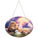 Dicksons Lion and Lamb 6.5 x 9 Inch Glass Sun Catcher with Suction Cup