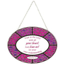 Dicksons All Your Heart Purple and Pink 6.5 x 9 Inch Glass Sun Catcher with Suction Cup