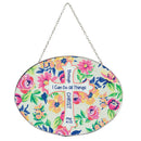 Dicksons Can Do All Things Pink Floral 9 inch Glass Sun Catcher with Suction Cup