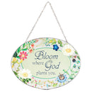 Dicksons Bloom Where God Plans You Floral 9 inch Glass Sun Catcher with Suction Cup