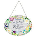 Dicksons Seek Lord His Strength Floral 9 inch Glass Sun Catcher with Suction Cup