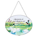 Dicksons Holy, Holy, Holy Swans On Lake 9 x 6 Inch Metal and Glass Suncatcher with Suction Cup