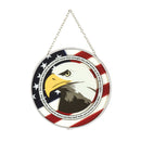 Dicksons Patriotic Bald Eagle Red and Blue 6 x 6 Glass Sun Catcher with Suction Cup