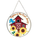 Dicksons Rejoice in The Lord Always Sunflower Yellow 6 x 6 Glass Sun Catcher with Suction Cup