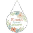 Dicksons Blessed Beyond Measure Pastel Floral Multicolor 6 x 6 Metal and Glass Suncatcher with Suction Cup Hanger