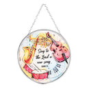 Dicksons Sing A New Song Faith Inspirational Music Themed Yellow and White 6 x 6 Metal and Glass Suncatcher with Hanging Chain