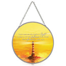 Dicksons Lighthouse John 12:46, Yellow 6 x 6 Inch Metal/Glass Window Suncatcher