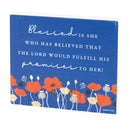 Dicksons Blessed Is She Who Has Believed Promises Encouraging Floral Design Blue and Red 10 x 8 MDF Tabletop Plaque
