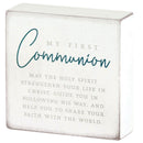 Dicksons My First Communion Double Sided Encouraging Verse Customizable White 3 x 3 MDF Mini Tabletop Plaque