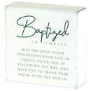 Dicksons Baptized Double Sided Encouraging Verse Customizable Distressed Finish White 3 x 3 MDF Mini Tabletop Plaque