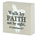 Dicksons Walk By Faith Not By Sight Encouraging Verse Graphic Block Style Grey 3 x 3 MDF Mini Tabletop Plaque