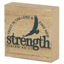 Dicksons Trust And Find New Strength Encouraging Verse Block Style Tan 3 x 3 MDF Mini Tabletop Plaque