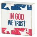 Dicksons We Trust Star Spangled Design Block Style Encouraging Multicolor 3 x 3 MDF Mini Tabletop Plaque