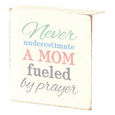 Dicksons Never Underestimate A Mom Distressed Finish Encouraging White 3 x 3 MDF Mini Tabletop Plaque