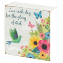Dicksons Live Each Day Glory of God Pink Floral 3 x 3 MDF Wall Tabletop Sign Plaque