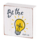 Dicksons Be The Light Bright Yellow and Classic White 3 x 3 Inch MDF Decorative Wall Tabletop Sign Plaque