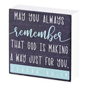 Dicksons My You Always Remember, Isaiah 43:19, Black/Blue 3 x 3 Inch MDF Wood Tabletop Block Sign Plaque