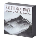 Dicksons Faith Can Move Mountains, Black/Grey 3 x 3 Inch MDF Wood Tabletop Block Sign Plaque