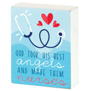 Dicksons Nurses Best Angels Blue and Red 3 x 4 Inch Wood Table Top Block Sign