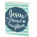 Dicksons Changed Everything Hearts Design Encouraging Block Style Blue 3 x 3 MDF Mini Tabletop Plaque