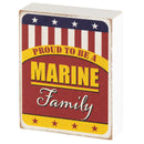 Dicksons Proud to Be A Marine Family Red and Gold 3 x 4 Wood Wall Tabletop Sign Plaque