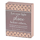 Dicksons Shine Before Others Glorify Your Father Purple and Tan 3 x 4 Inch MDF Decorative Wall Tabletop Sign Plaque